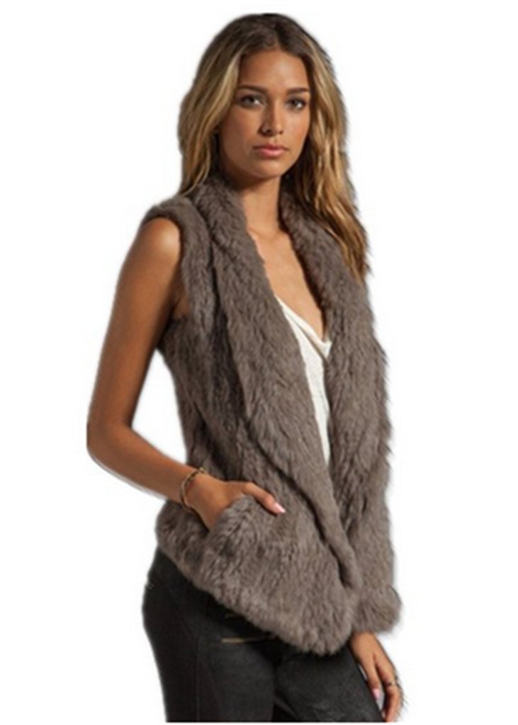 YR Lover Women's Winter Warm Genuine Rabbit Fur Vest Gilet - Cozy Fashion Outerwear for Cold Weather, Perfect for Casual Outings & Holiday Parties