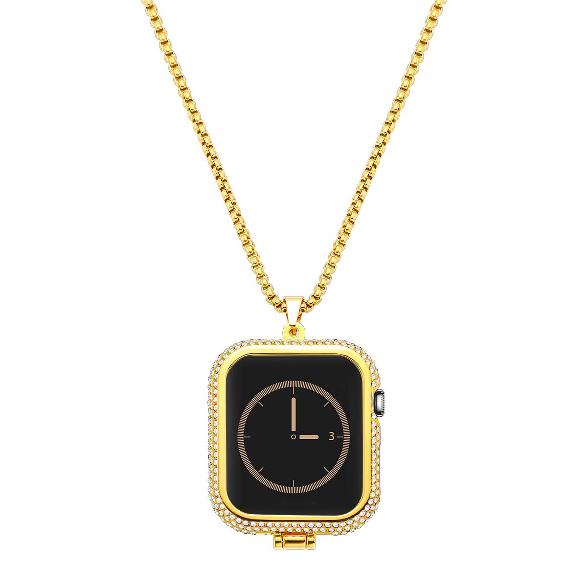NICERIO 40mm Luxury Diamond Smart Watch Case - Metal Necklace Pendant Cover for Apple Watch Series 4 - Gold | Perfect for Women's Fashion Accessories, Gift Giving & Special Occasions