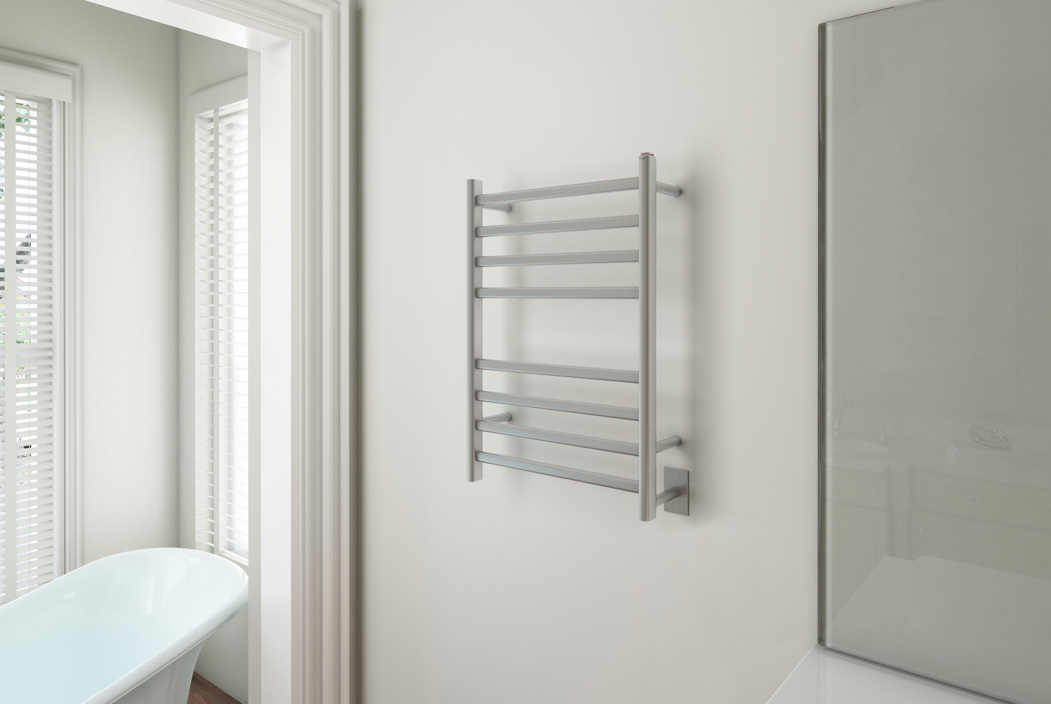 Prima Dual Extended 8 Bar Electric Towel Warmer - Hardwired & Plug-in Brushed Stainless Steel - Perfect for Bathrooms, Spas & Luxury Hotels