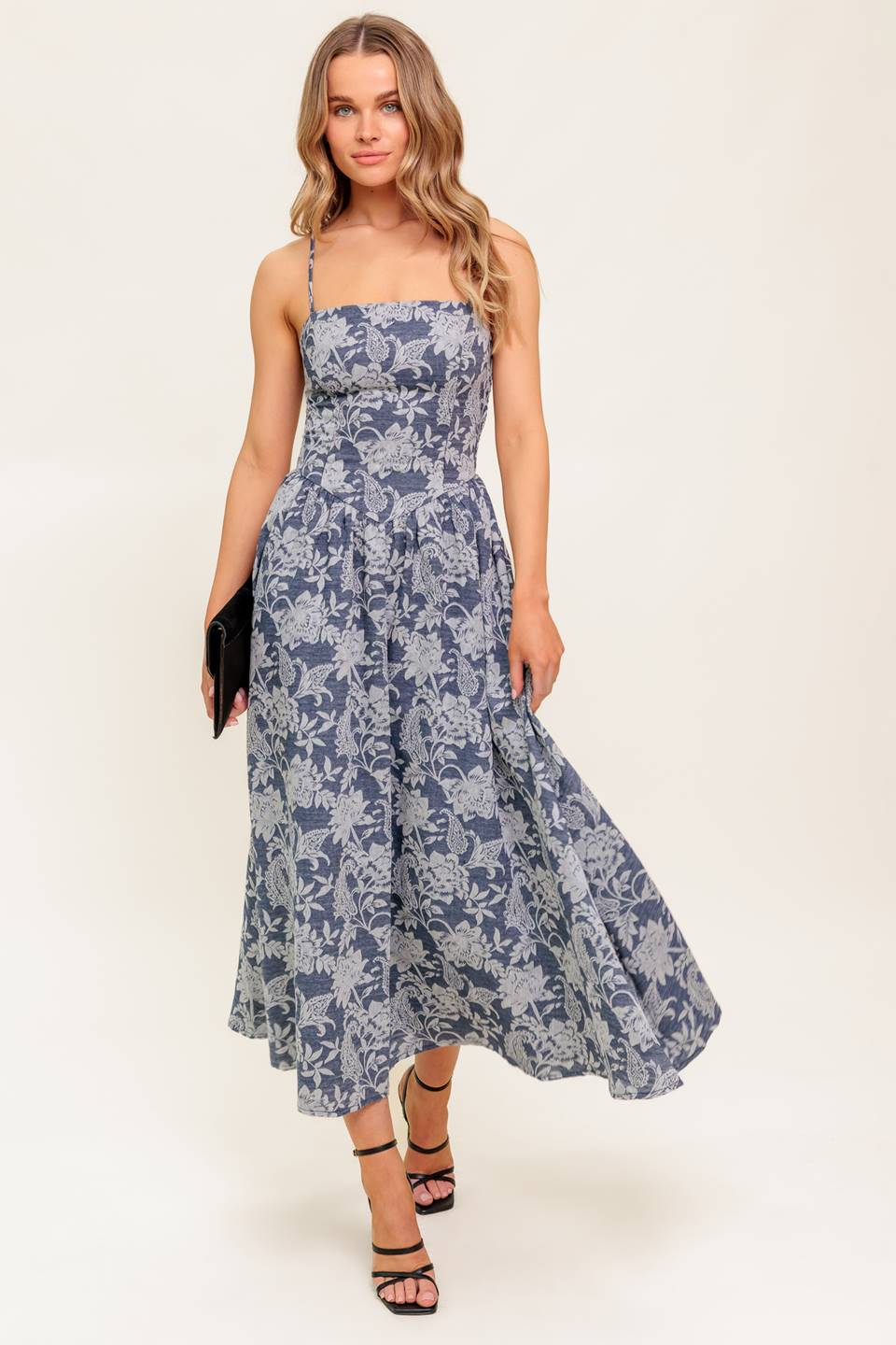 Stylish Denim Blue Midi Dress for Women - Trendy Casual & Party Wear - Perfect for Everyday Outfits, Date Nights & Office Attire