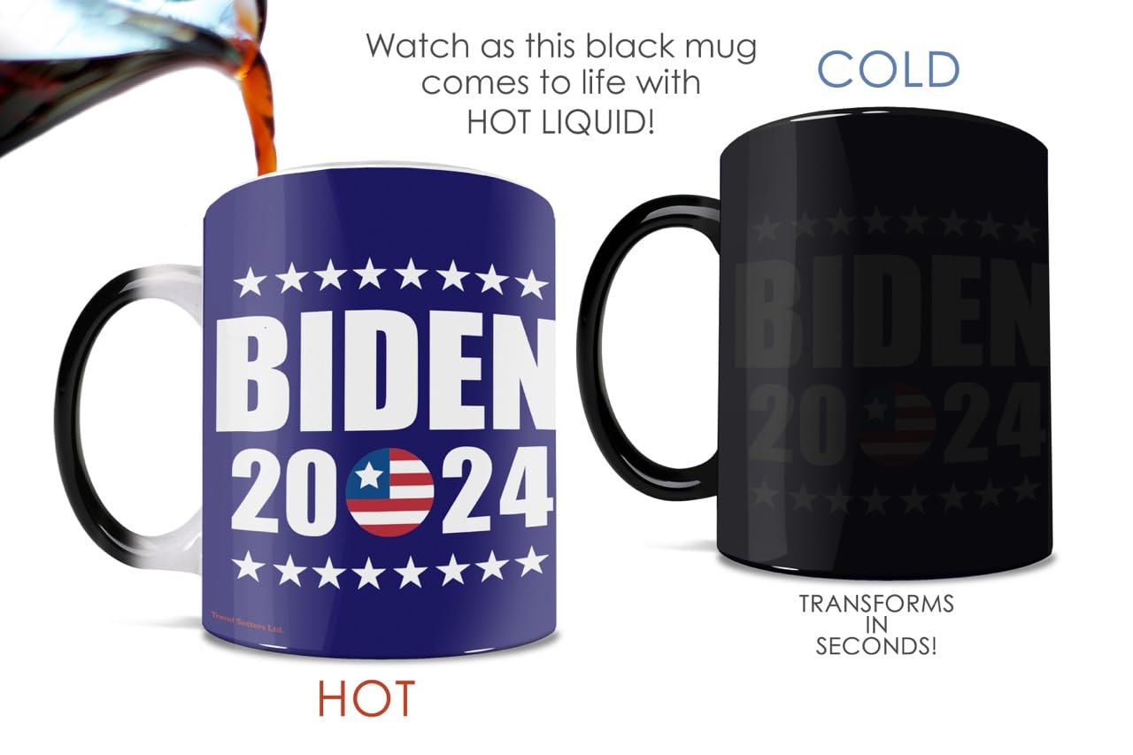 Joe Biden 2024 President Heat Sensitive Mug - 11 oz Color Changing Ceramic Coffee Tea Cup - Perfect for Political Supporters & Gift Giving