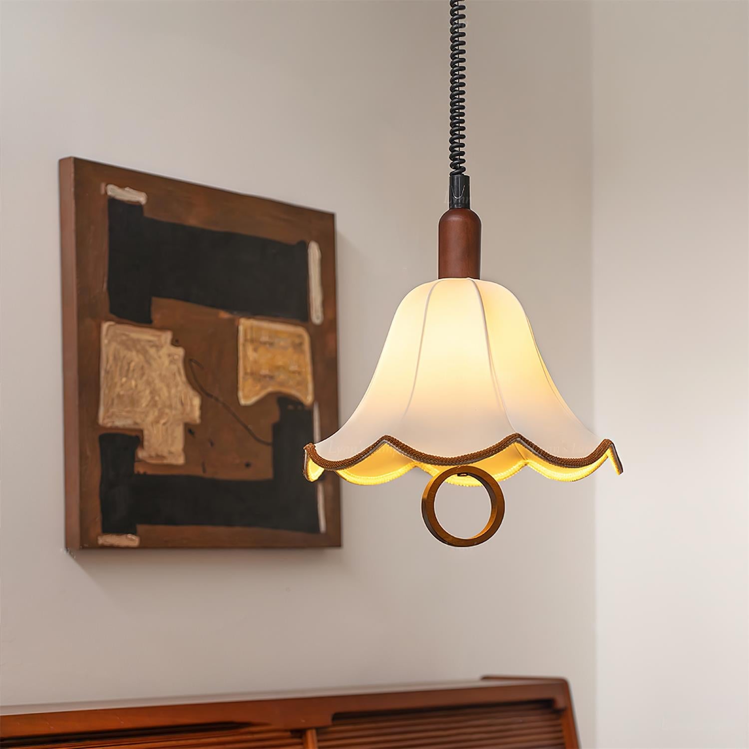 Eryn Fabric Pendant Light - Modern Handmade Hanging Lamp for Dining Room, Kitchen Island, Bedroom & Living Room Decor