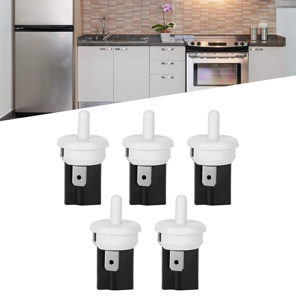 5Pcs Refrigerator Door Light Switch 2 Pin 2.5A 250V AC NC Momentary Open Normal Closed - Replacement for Fridge, Freezer, Cabinet Lighting Control - Perfect for Home Kitchen Appliances and Storage Organization