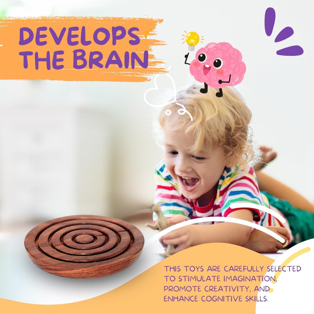 HAPYDOSE Handcrafted Wooden Labyrinth Board Game - Ball in a Maze Puzzle Toy for Kids Ages 6+ | Fun Brain Teaser & Educational STEM Gift for Boys & Girls (6 Inch) - Perfect for Indoor Play, Birthday Parties & Family Game Nights