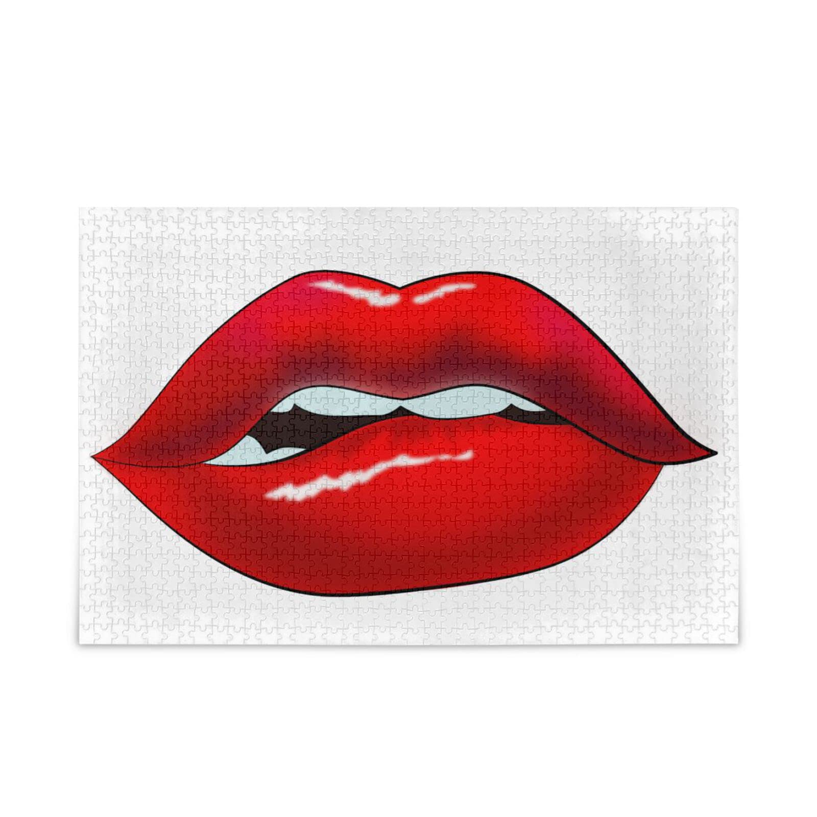 500-Piece Funny Lips Jigsaw Puzzle for Adults & Kids - Sexy Red Lips Art Puzzle Game for Family Game Night, Birthday Gifts & Home Decor