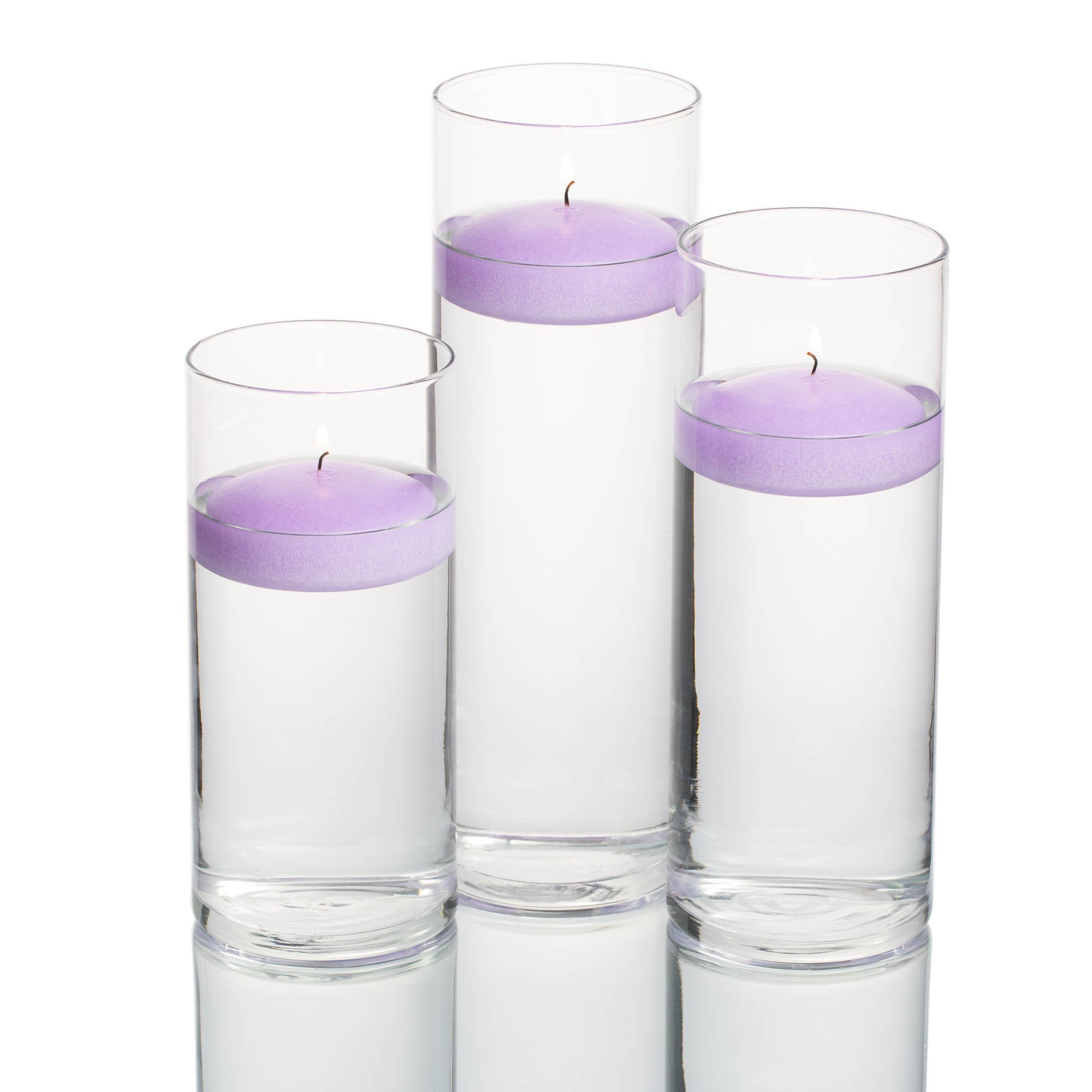 36 Pack Eastland Glass Cylinder Vases with 3 Inch Lavender Scented Floating Candles - Perfect for Wedding Centerpieces, Home Decor, and Romantic Ambiance