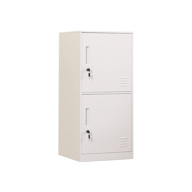 2-Door Metal Vertical Storage Locker for Kids - Stackable Steel Cabinet for Bedroom, School & Office - Organize Toys, Sports Equipment & More with Anti-Tip Safety - White (Perfect for Small Spaces & Clutter Control)