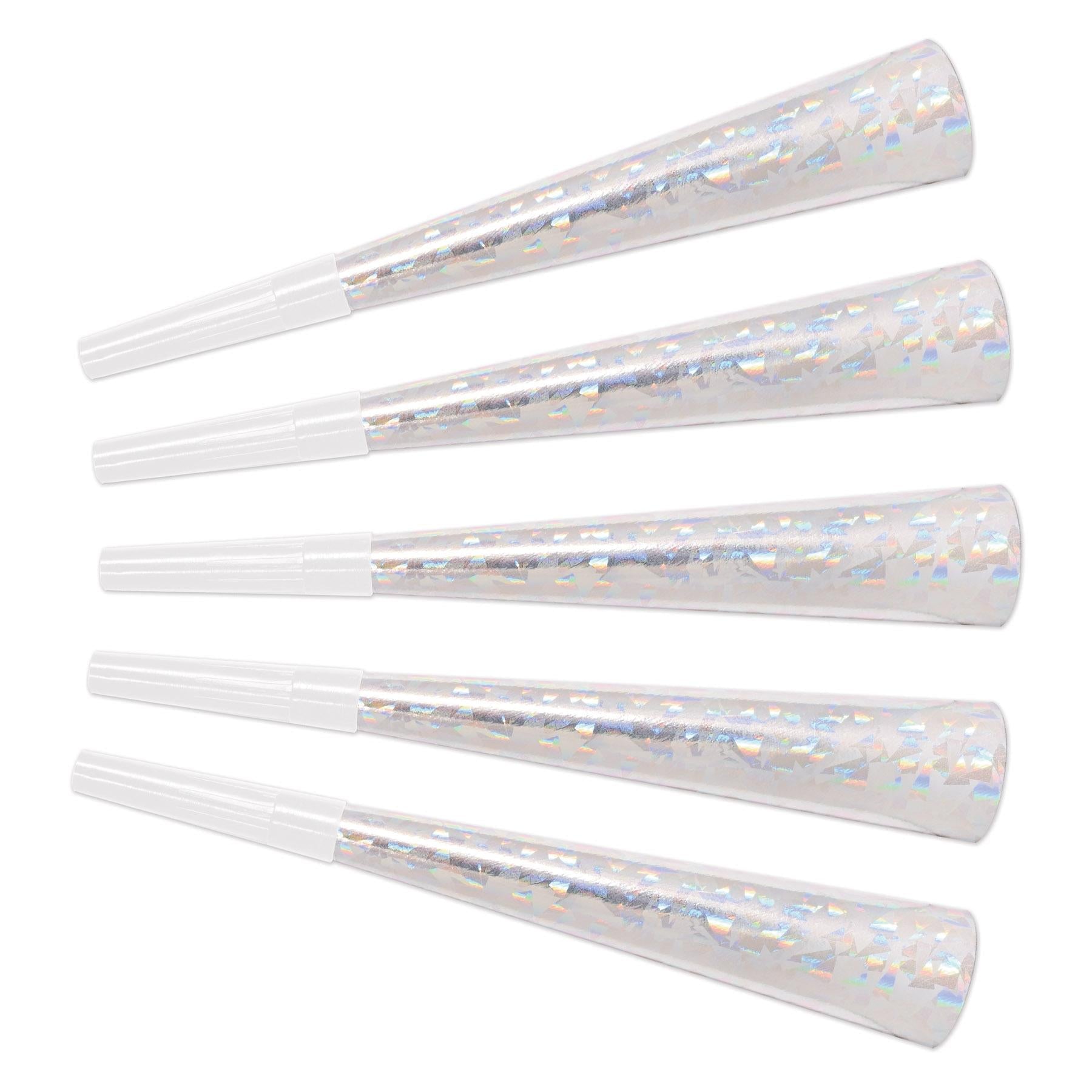 100 Pack Beistle Prismatic New Year's Party Horns - Silver & Gold Noise Makers for New Year's Eve, Birthday Celebrations & Festive Events - Perfect for Countdown Parties, Balloon Drops & Holiday Gatherings