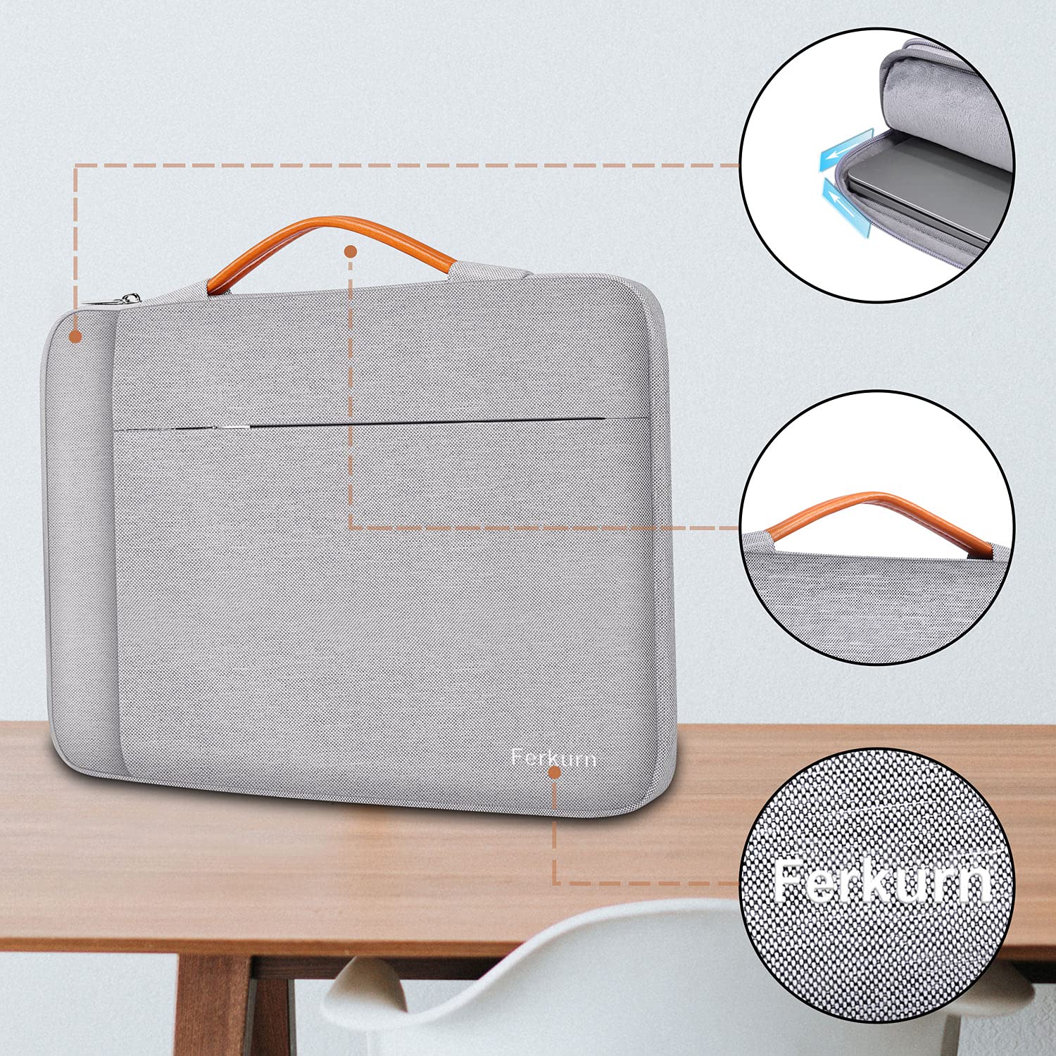 Ferkurn 15.6 Inch Waterproof Laptop Sleeve Case - Compatible with MacBook Air 15 M3/M2 (2023-2024), MacBook Pro 15/16 (2019-2023), HP Envy x360, Dell XPS 15, Lenovo, Asus - Perfect for Travel, Office & School Protection