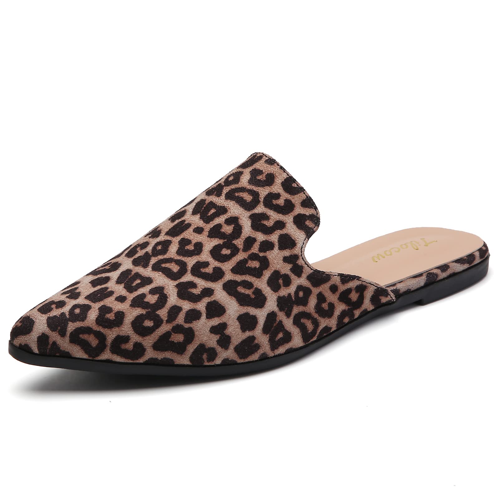 Tliocow Women's Pointed Toe Mule Slides - Backless Slip On Loafers with Flat Sole for Comfort & Style - Perfect for Office, Casual Outings & Summer Wear