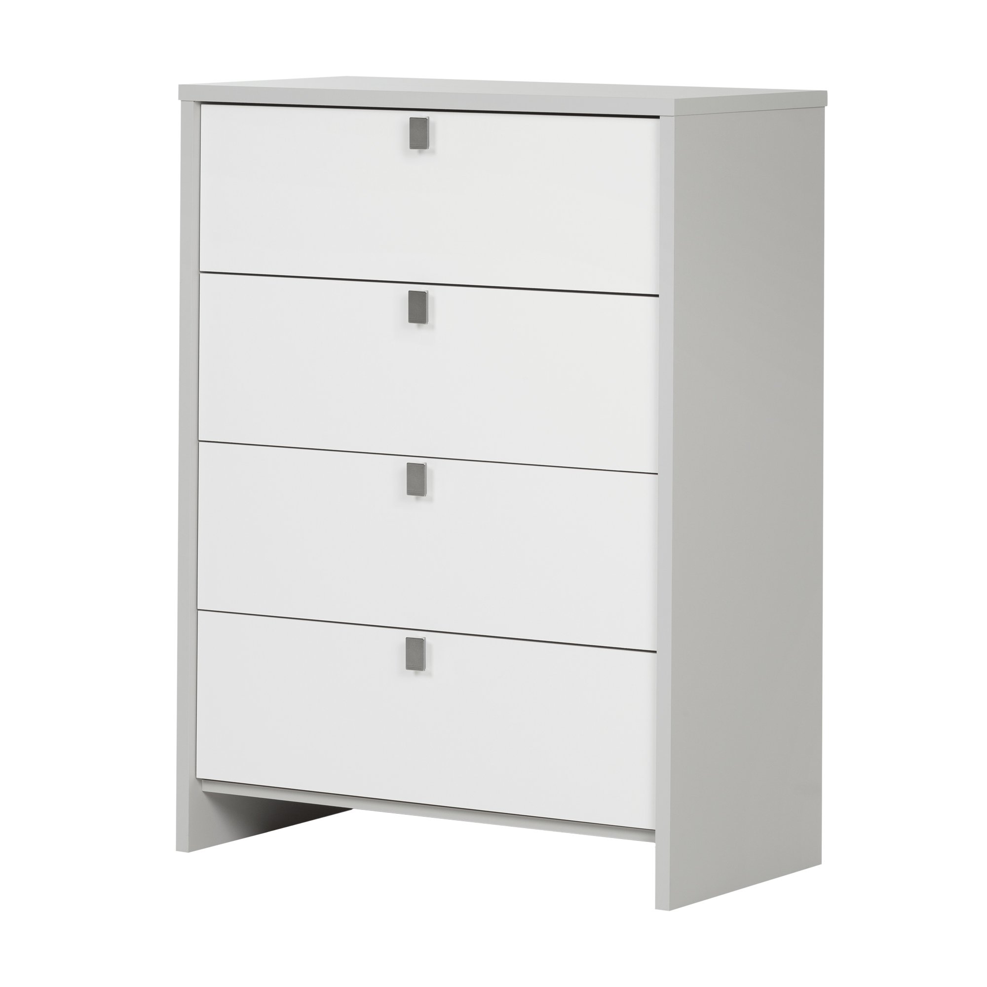 South Shore Cookie 4-Drawer Chest Dresser - Soft Gray & Pure White Finish for Bedroom, Nursery, or Kids Room Storage