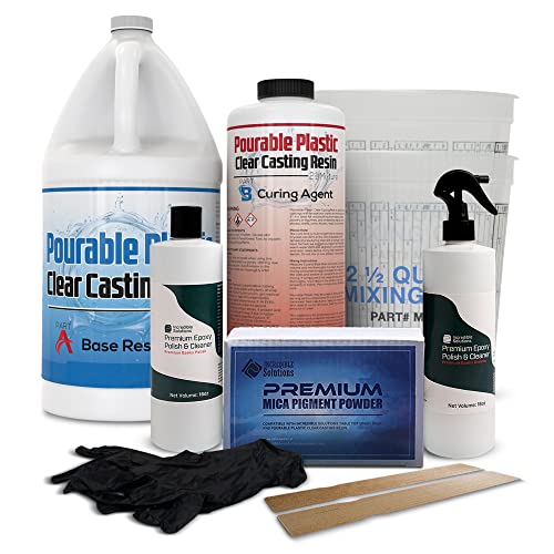 Premium Deep Pour Clear Casting Resin Kit (3 Quart) with 12-Color Mica Pigment Powder & Polishing Compound - Ideal for Epoxy River Tables, Jewelry Making, and DIY Art Projects