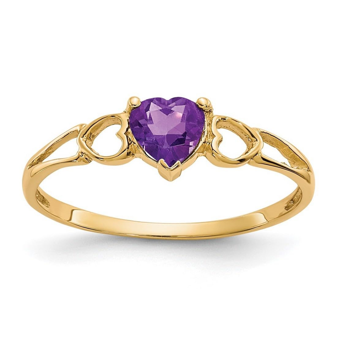 10K Yellow Gold Polished Amethyst Ring for Women - Size 6 | Elegant Purple Gemstone Jewelry for Engagement, Anniversary & Special Occasions