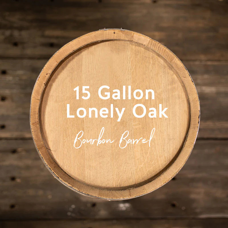 15 Gallon Lonely Oak Bourbon Barrel - Fresh Dumped, Once Used American Oak Whiskey Barrel for Aging Spirits, Home Brewing & DIY Projects - Perfect for Bourbon, Whiskey, Wine & Beer Maturation