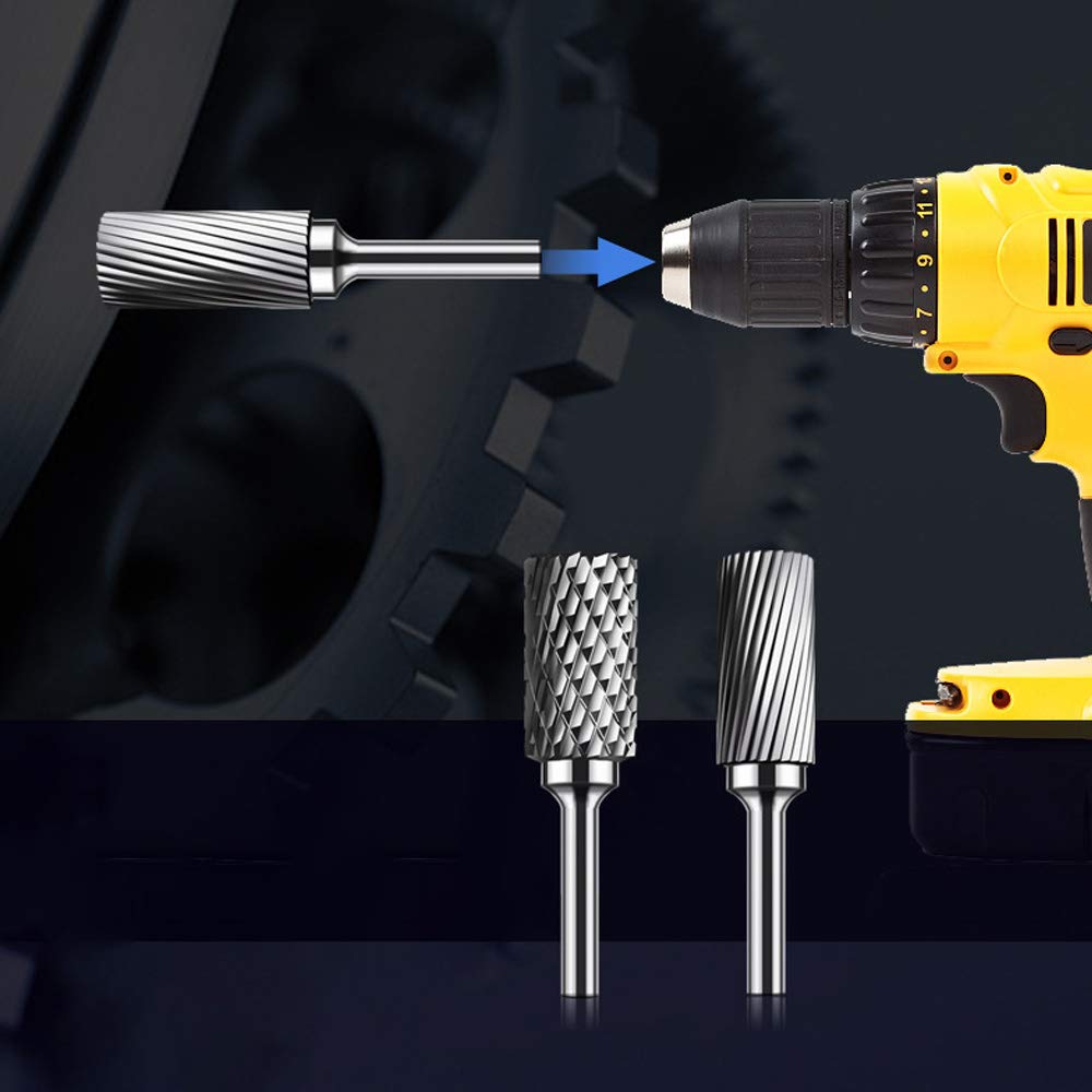 Carbide Rotary Tool Grinder Bits Set - 10mmx20mm Single Slot for Wood Carving, Metal Working, Engraving, Polishing & Drilling | Durable Accessories for DIY Projects, Jewelry Making & Home Repairs