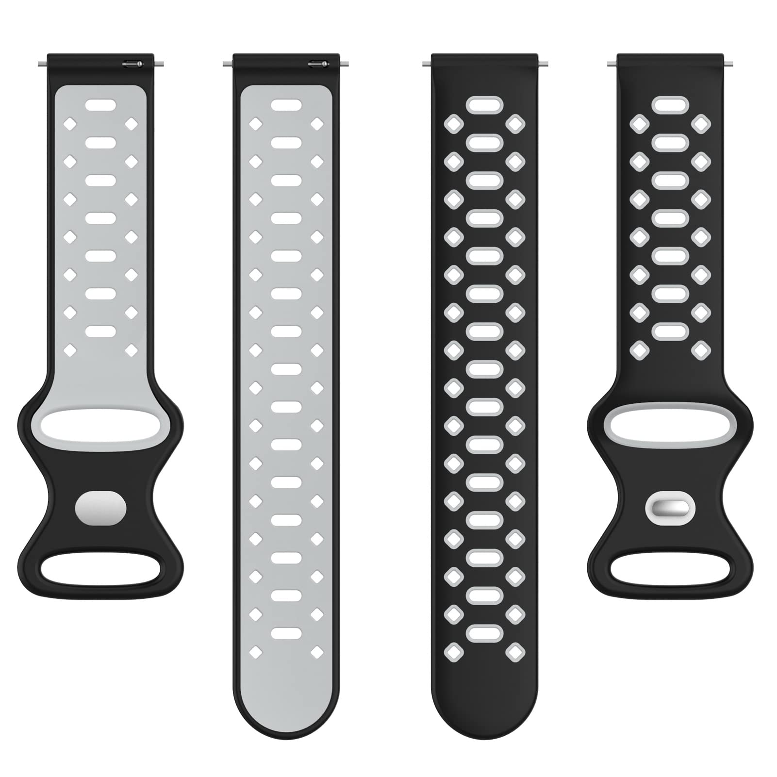 Samsung Galaxy Watch 5/4 Band - 20mm Silicone Strap for 40mm/44mm/5 Pro (Black/Grey) - Perfect for Workouts & Daily Wear