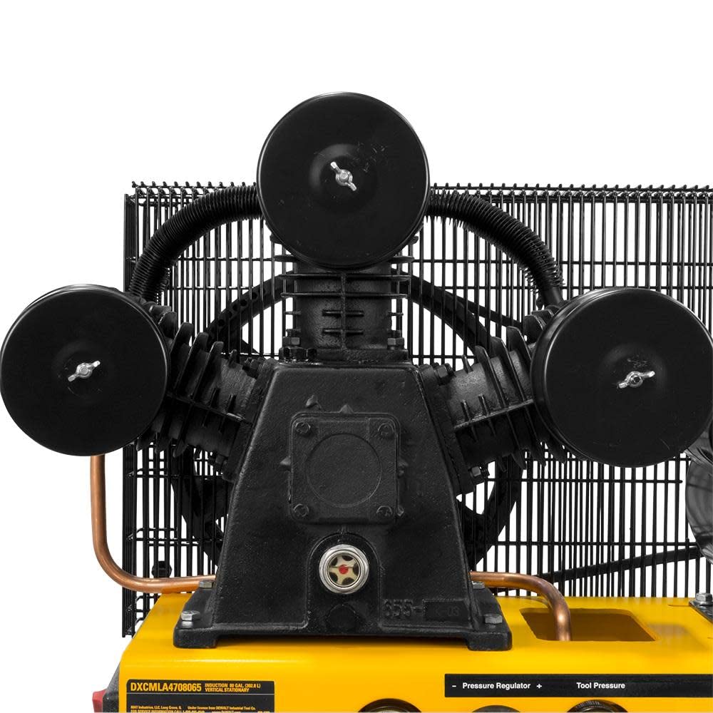 DEWALT DXCMLA4708065 4.7 HP 80 Gallon Oil-Lube Vertical Stationary Air Compressor - Heavy Duty Air Tool Power for Workshops & Construction Sites