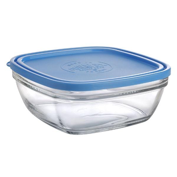Duralex Lys Square Lidded Bowls - 4-Piece Set, Tempered Glass Food Storage Containers for Kitchen, Microwave & Freezer Safe - Perfect for Meal Prep, Leftovers & Pantry Organization
