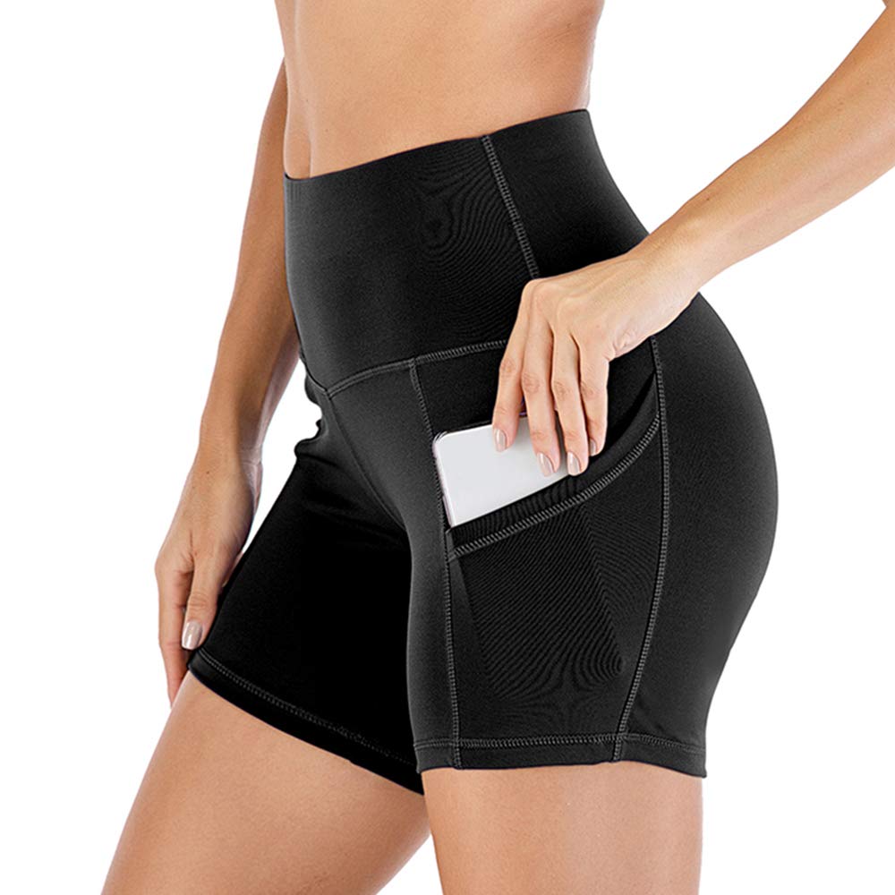 HOMETA Women's High Waist Yoga Shorts - Workout Running Compression Biker Shorts with Side Pockets for Gym, Fitness & Active Lifestyle