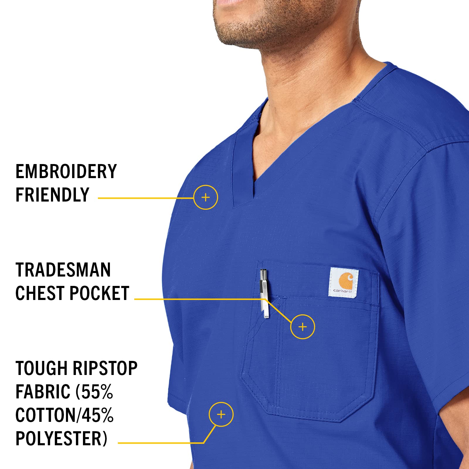 Carhartt Men's Ripstop Utility Scrub Top - Durable Workwear for Medical Professionals & Healthcare Workers - Perfect for Hospitals, Clinics & Nursing Shifts