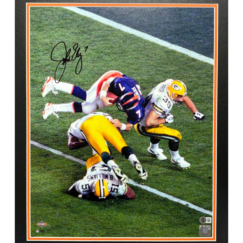John Elway Autographed Denver Broncos 16x20 Framed Photo with BAS COA - Perfect for Sports Memorabilia Collectors and Broncos Fans Home Decor