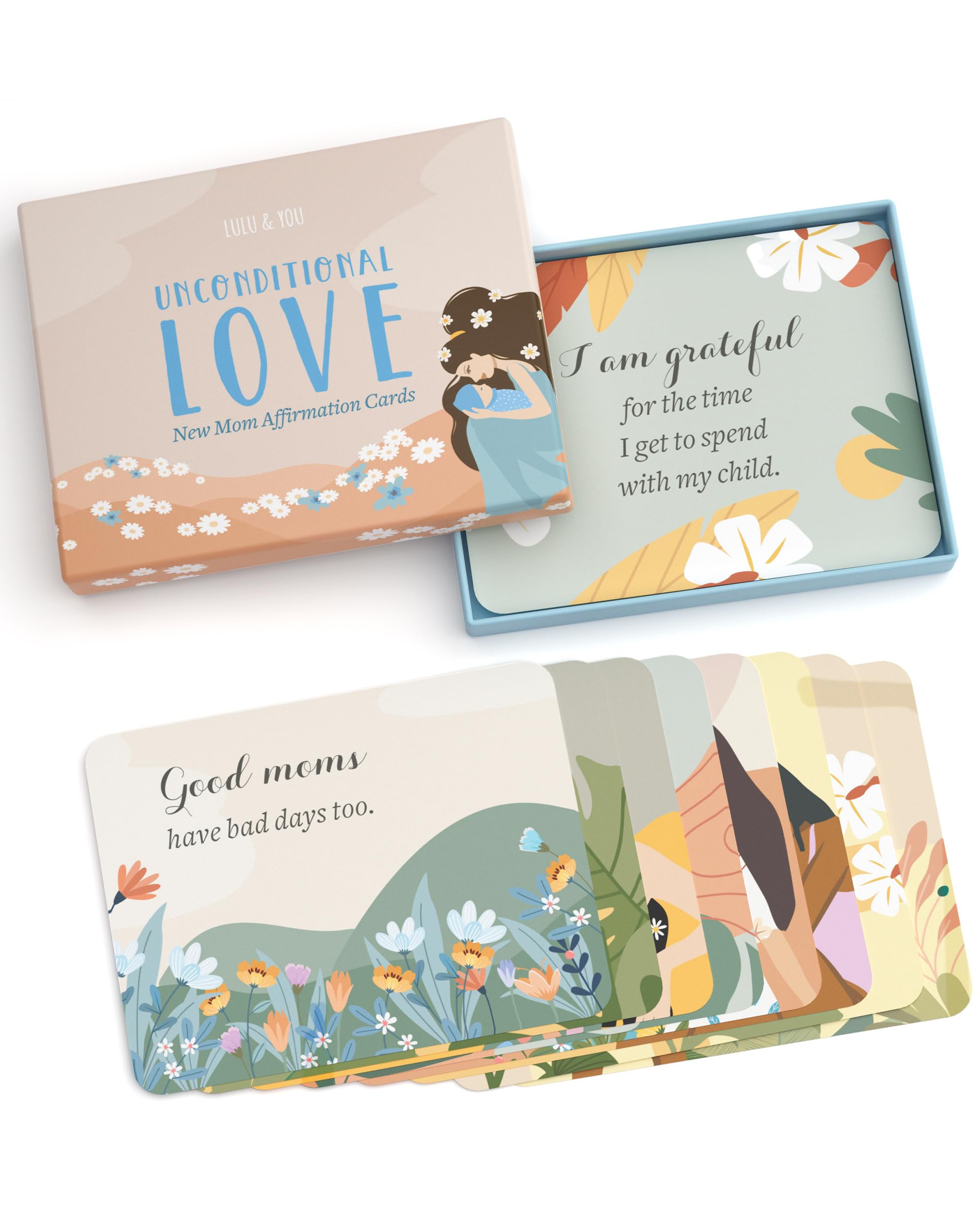 Lulu & You New Mom Affirmation Cards - 25 Empowering Postpartum Affirmations for New Mothers, Thoughtful Gift Set for New Moms & First-Time Mamas - Perfect for Baby Showers, Self-Care Routines & Postpartum Recovery