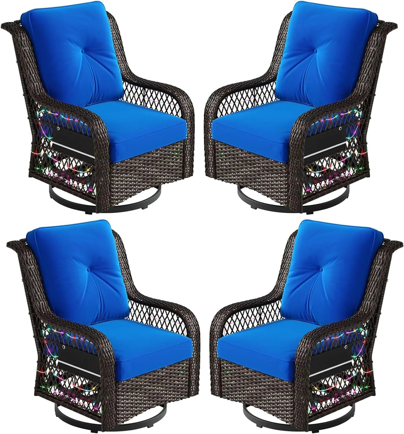Bestier 360-Degree Swivel Gliding Wicker Patio Chair with Side Table - Outdoor Lounge Furniture Set for Garden, Poolside, and Backyard Relaxation