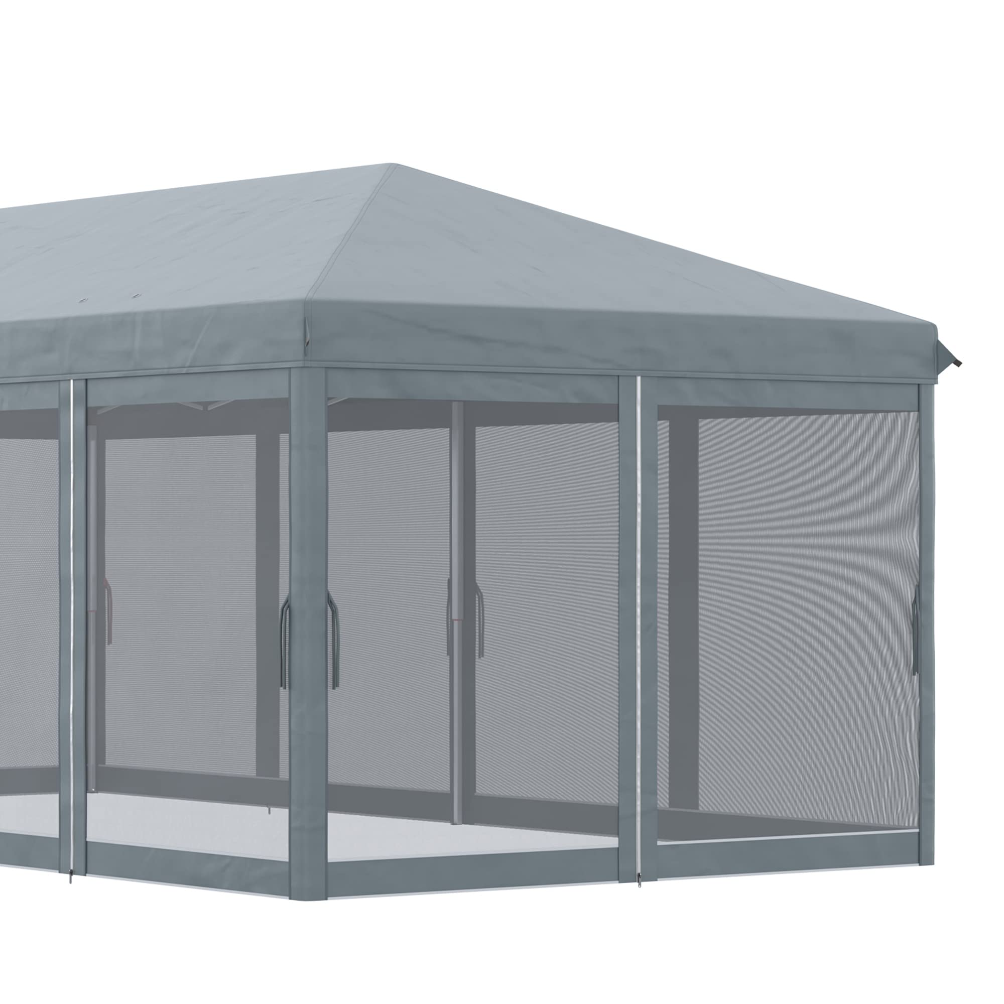 Outsunny 10' x 20' Heavy Duty Pop Up Canopy Tent with Netting - Instant Sun Shelter for Outdoor Parties, Camping, Beach & Backyard - Includes Carry Bag (Gray) - Perfect for Picnics, BBQs, Farmers Markets & Tailgating