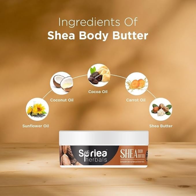 **Organic Shea Body Butter Cream with Vitamin E, Shea & Cocoa Butter – Deep Moisturizing & Nourishing for Dry Skin | Reduces Stretch Marks & Soothes Rough Skin (7 oz) – Perfect for Daily Hydration, Post-Shower Care & Pregnancy Skincare**