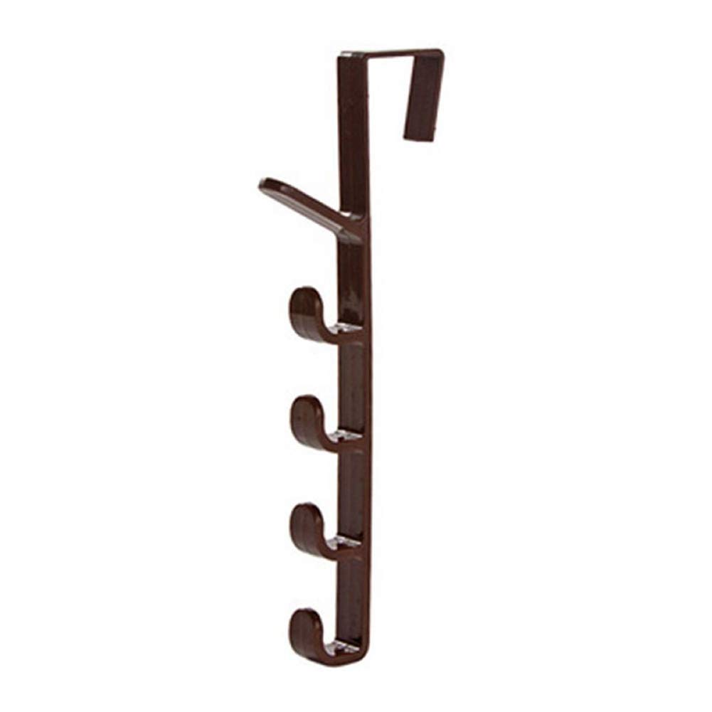 Yaoyodd19 Multifunctional Over The Door Hanger Hook - Space Saving Clothes Organizer, Towel Rack, Coat Hanger for Bedroom, Bathroom & Closet Storage (Coffee Brown) - Perfect for Small Spaces & Home Organization