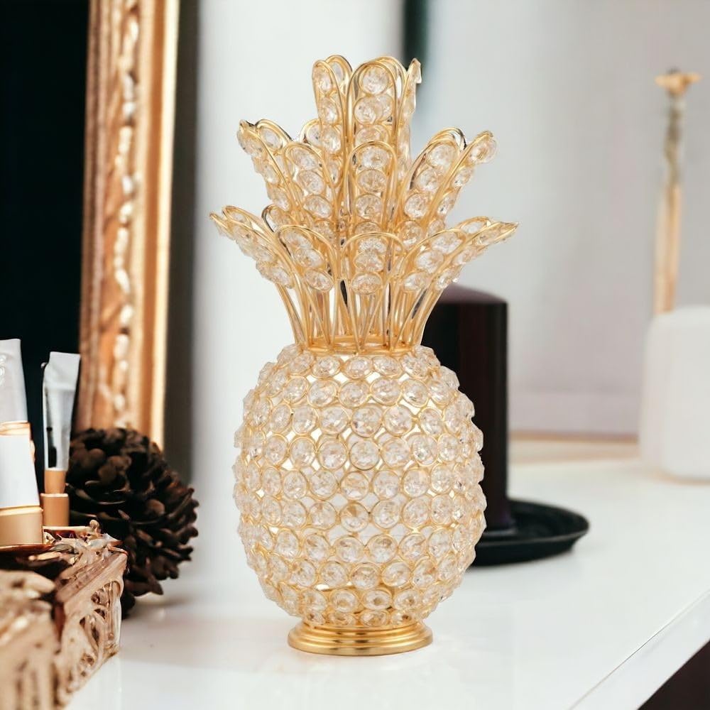 Crystal Gold Pineapple Decor - 12.5