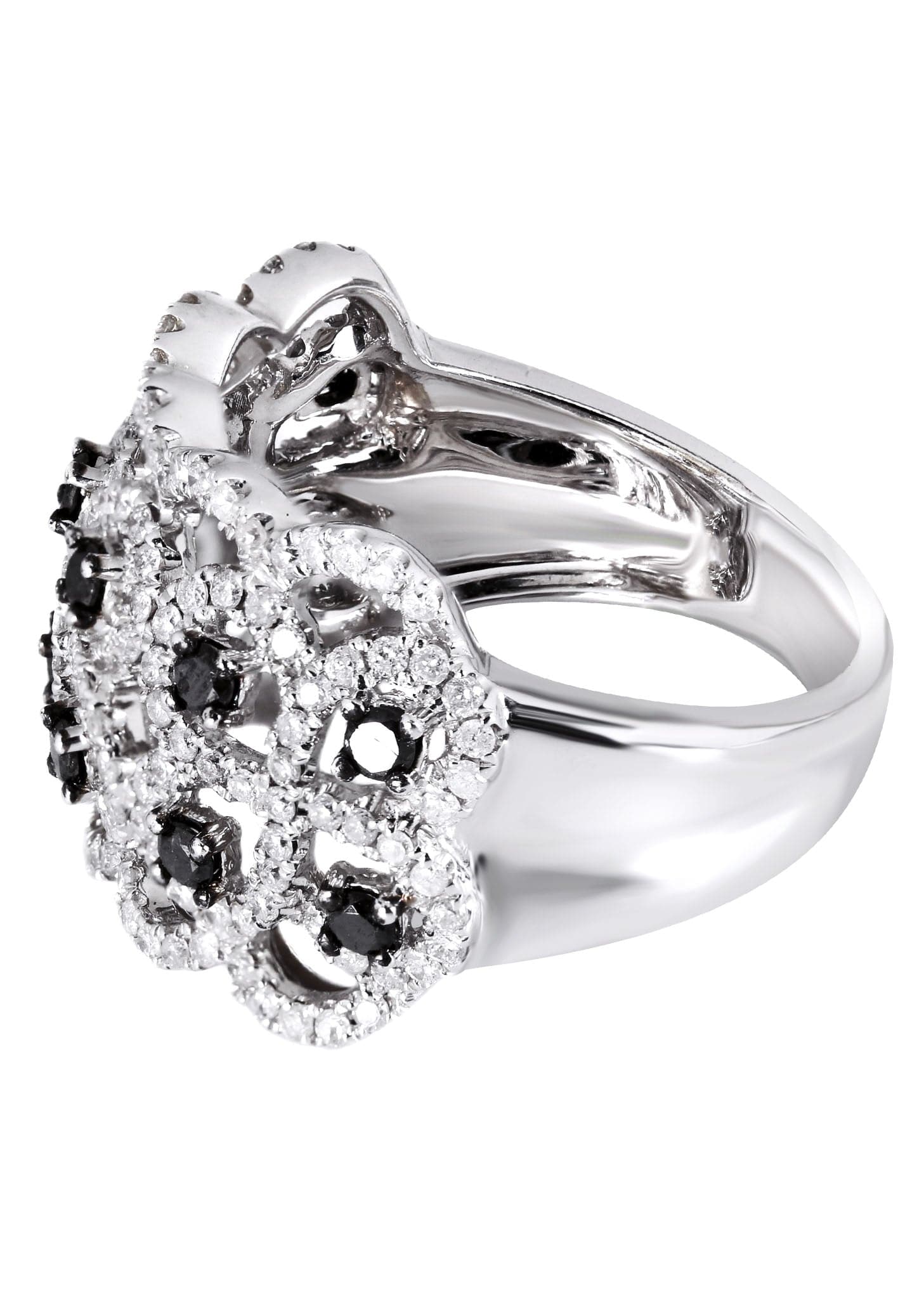 14K Gold Black Diamond Cocktail Ring for Women - 1.40 Carat Elegant Statement Jewelry - 7.36 Grams | Perfect for Evening Parties, Weddings & Special Occasions
