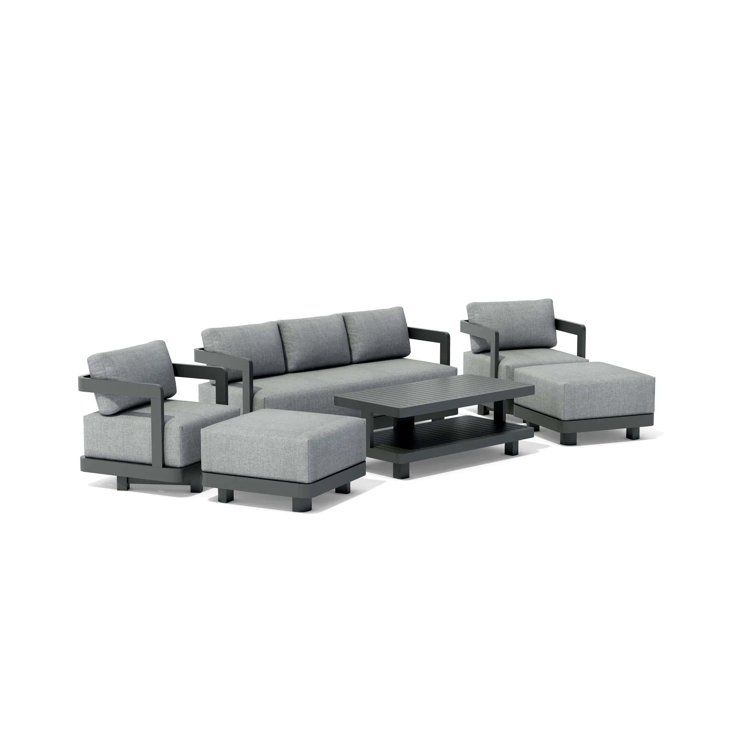 Anderson Teak 6-Piece Granada Aluminum Deep Seating Patio Set (SET 903 AL) - Outdoor Furniture for Garden, Poolside & Backyard Relaxation