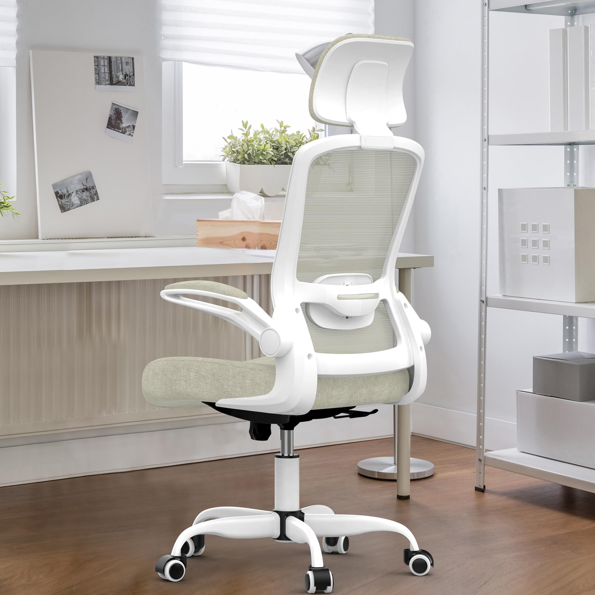 Premium Ergonomic Office Chair - High Back Adjustable Lumbar Support & Headrest, Swivel Task Chair with Flip-Up Armrests for Guitar Playing - Ideal for Home Office, Gaming & Music Studios - 5-Year Warranty