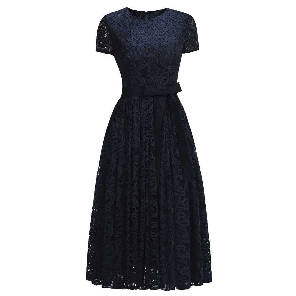 Elegant Floral A-Line Lace Cocktail Dress for Women | Wedding Guest, Party & Formal Occasion Wear | Plus Size Options Available