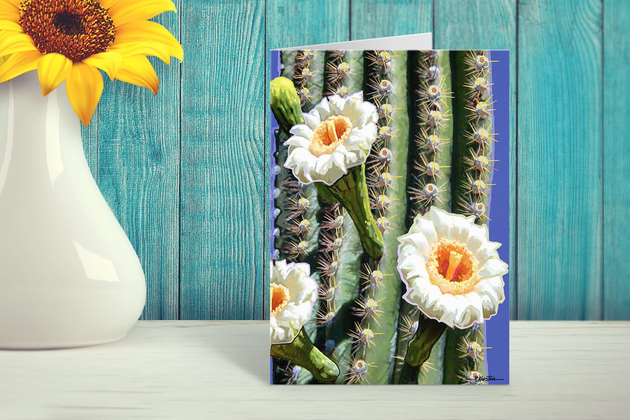 Stonehouse Collection | 10-Pack Saguaro Cactus Bloom Note Cards Set | Southwest Desert Greeting Cards with Floral Design | Perfect for Thank You Notes, Birthday Wishes & Home Decor