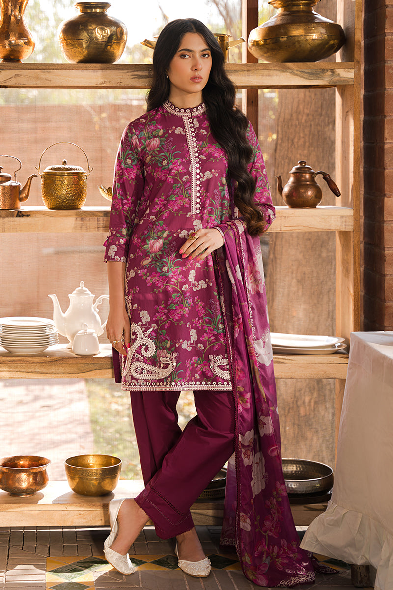 IRIS MAUVE 3-Piece Embroidered Lawn Suit Set for Women | Elegant Pakistani Formal Wear | Perfect for Weddings, Parties & Special Occasions