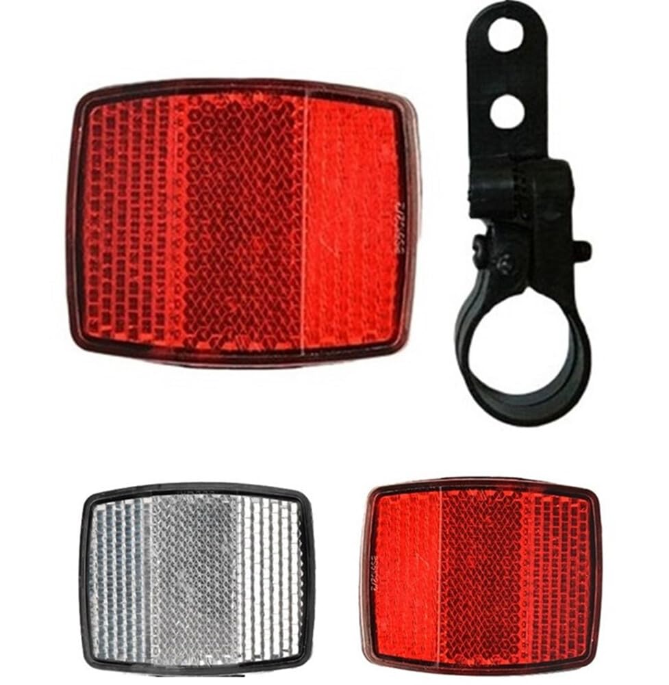 Bike Front & Rear Reflector Kit - White Handlebar Reflectors with Bracket for Road Safety | Bicycle Accessories for Night Riding & Cycling Commuters
