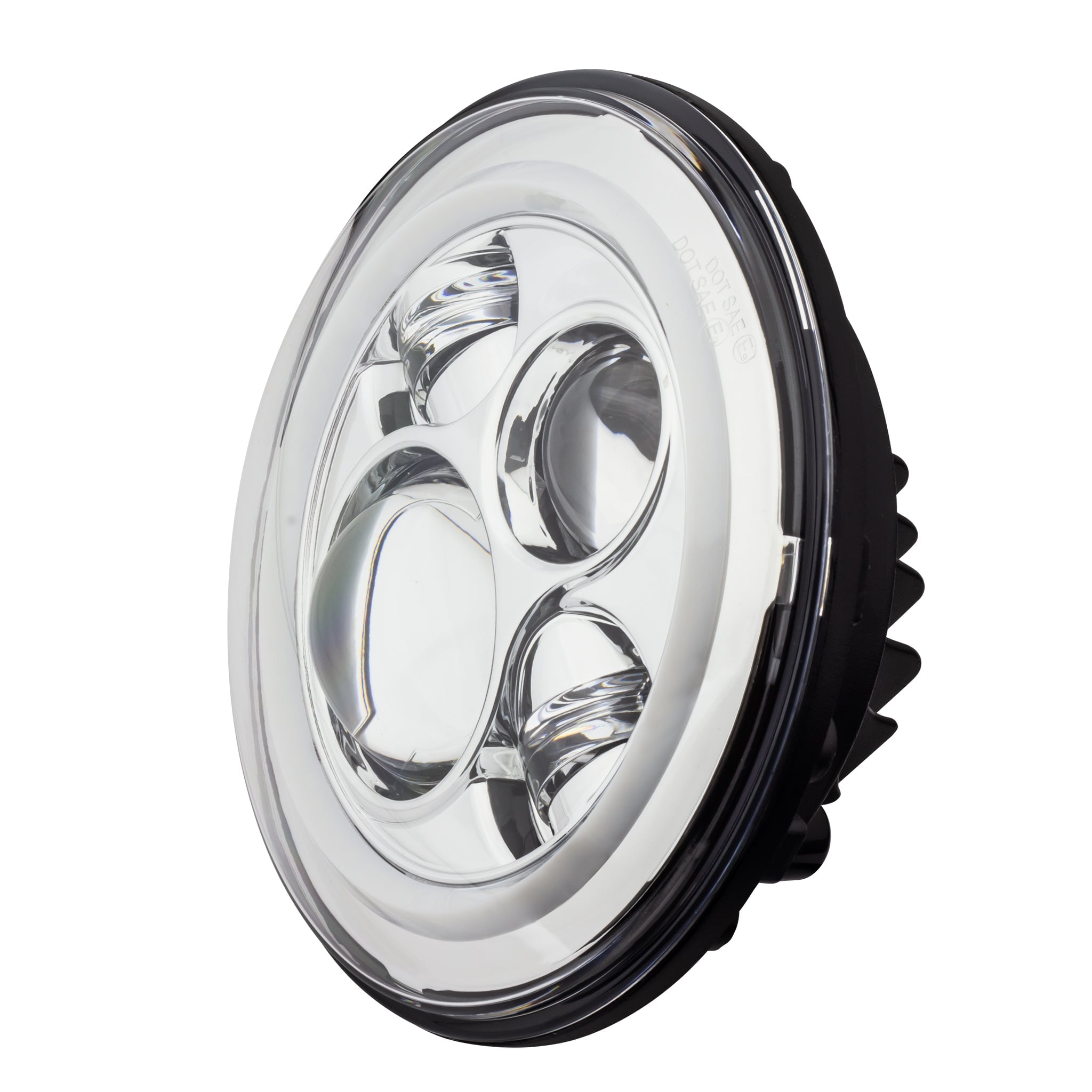 Eagle Lights 7 LED Headlight with Halo Ring for Harley Davidson & Indian Motorcycles - Chrome Kit - High Visibility for Night Riding & Custom Bike Builds