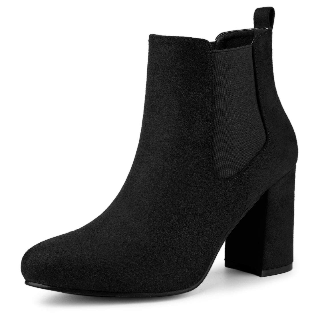 Allegra K Women's Chunky Heel Chelsea Boots Round Toe Ankle Booties for Fall Winter Fashion | Comfortable Dress Shoes for Work, Party & Night Out