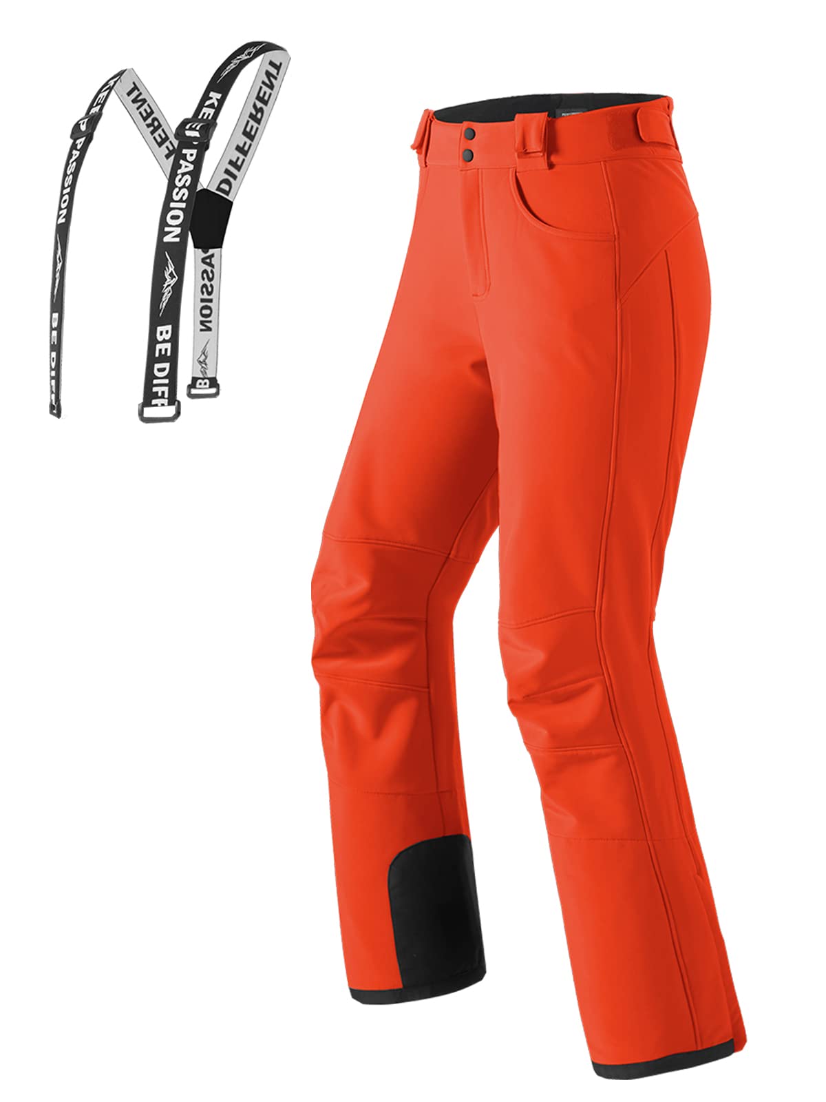 Women's Warm Waterproof Ski Pants with Zip-Off Suspenders - Breathable Stretch Snow Bibs for Winter Sports & Outdoor Activities