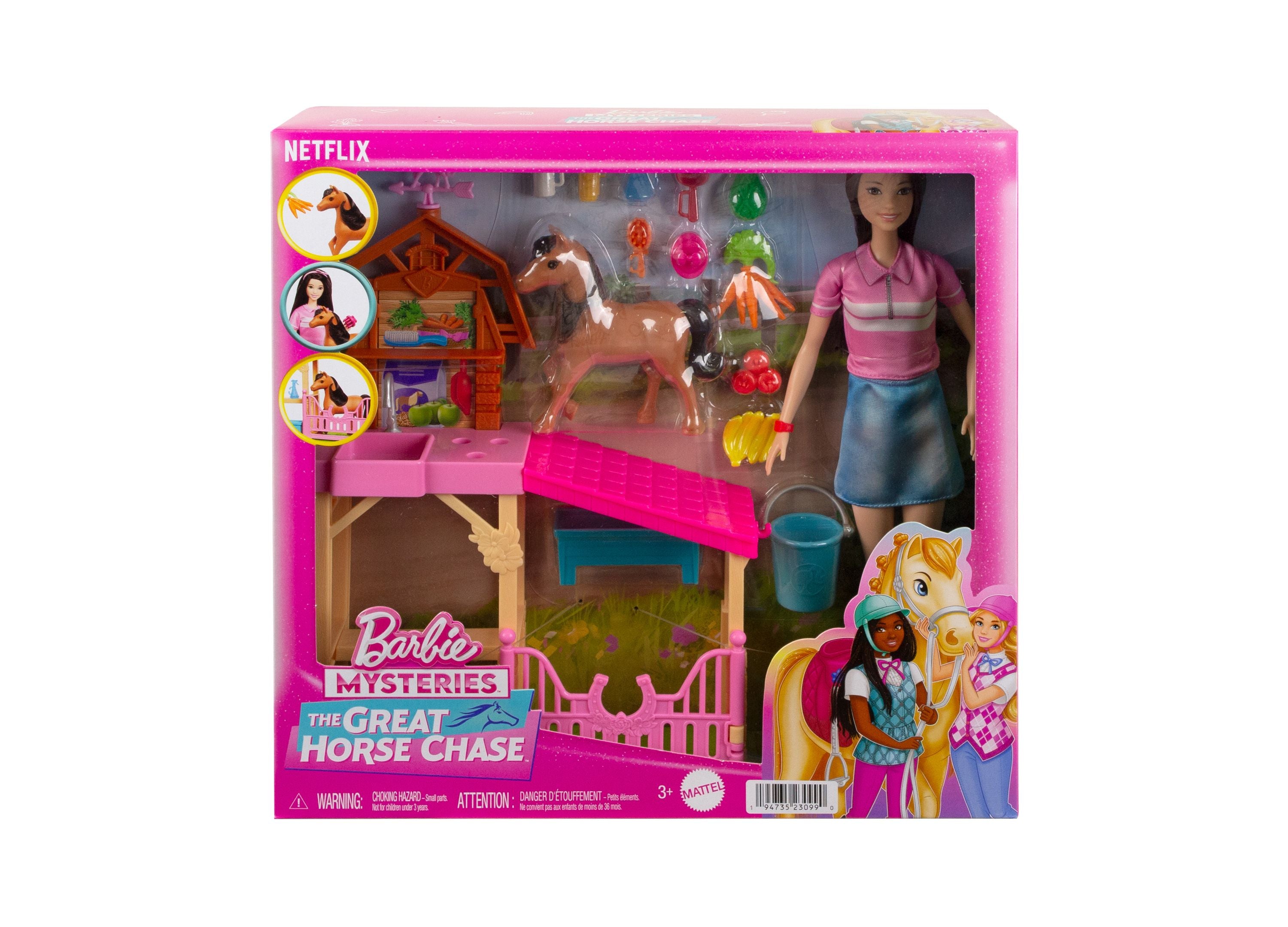 Barbie Mysteries: Renee and The Great Horse Chase Stable Playset – Interactive Dollhouse Toy for Kids, Perfect for Imaginative Play & Adventure Storytelling