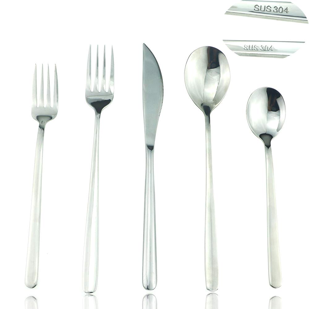 Premium JASHII Mirror Polished 20-Piece SUS304 Stainless Steel Flatware Set - Dinner Knives, Forks, Spoons & Salad Utensils for 4 People - Elegant Silverware Set for Fine Dining, Dinner Parties & Home Entertaining