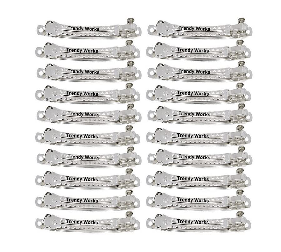 Trendy Works 30-Piece French Hair Barrettes - Silver Metal Hair Clips for Women & Girls (8cm Length) - Perfect for DIY Hairstyles, Weddings, Parties and Everyday Use