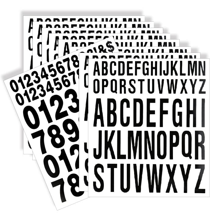 10 Sheets Black Self-Adhesive Vinyl Letter Stickers - Capital Alphabet & Number Decals for Crafts, Scrapbooking, Mailbox Signs, Posters, Windows & Doors - Perfect for Home Decor, DIY Projects & Outdoor Use (Black)