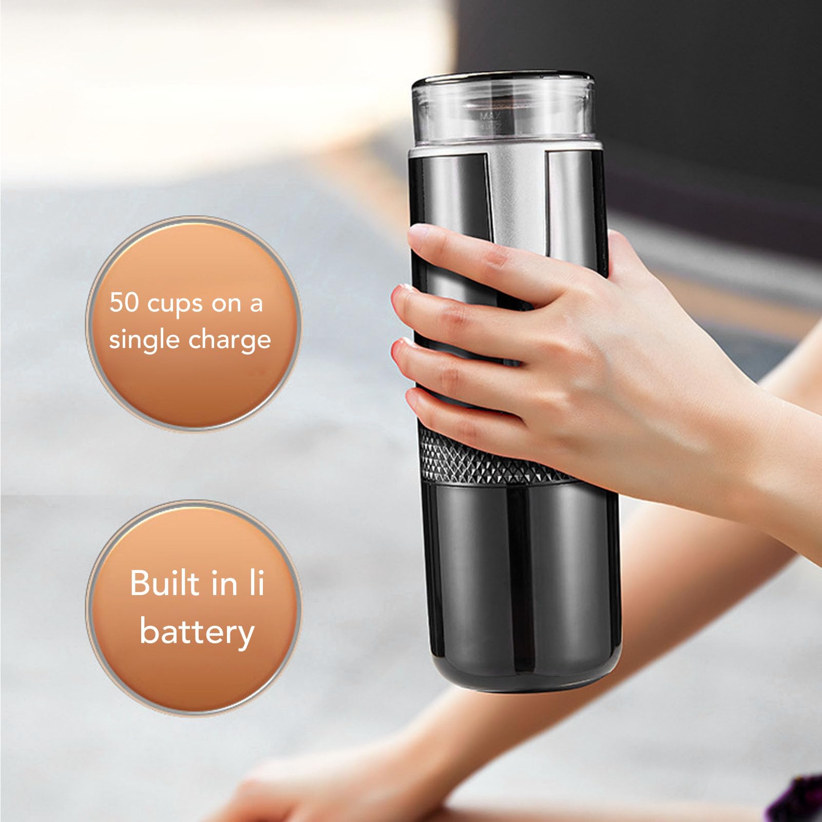 Portable Electric Espresso Machine - 160ml Travel Coffee Maker for Capsules & Ground Coffee, USB Car Coffee Maker with Self-Heating for RV, Camping, Office & Outdoor Adventures