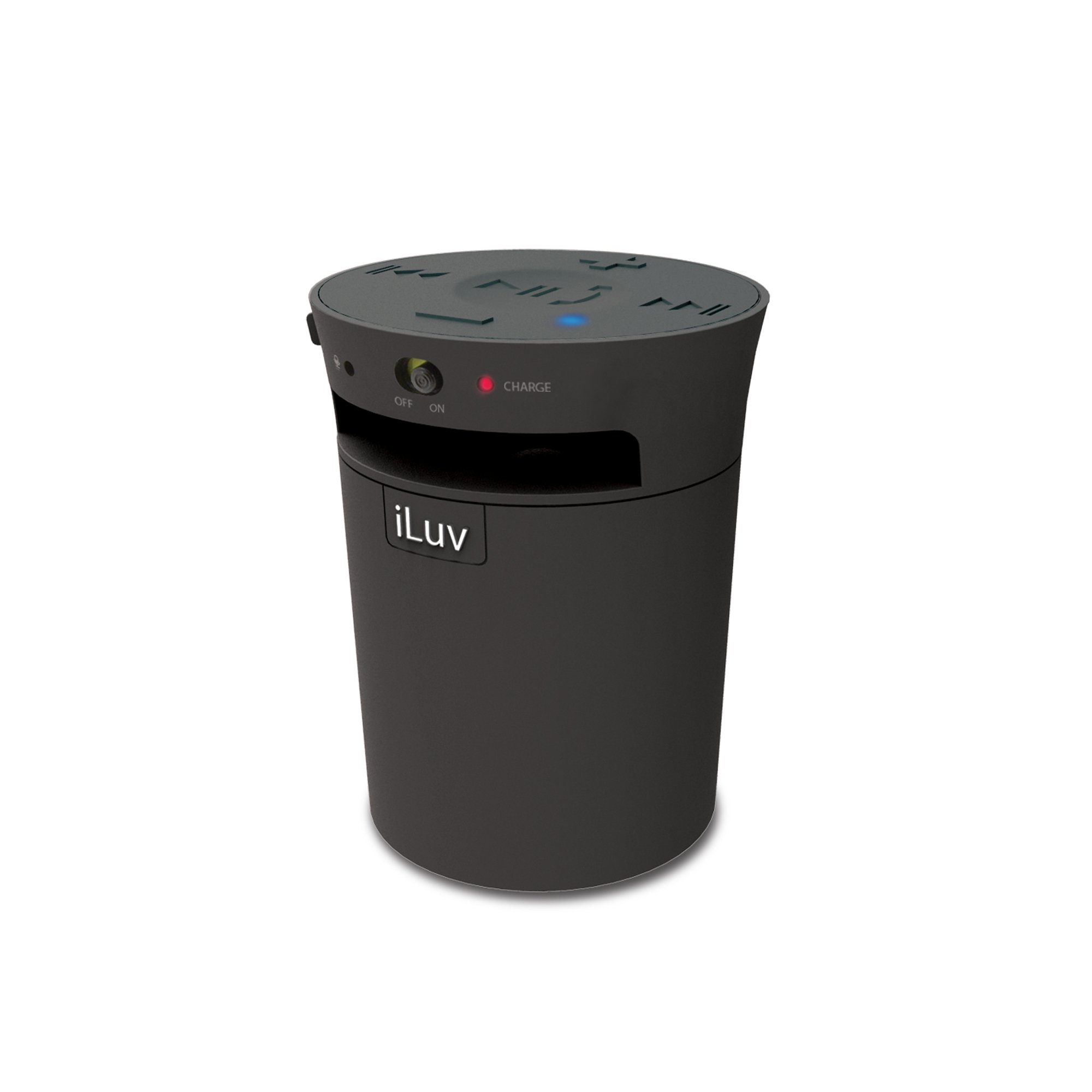 iLuv MobiCup Splash-Resistant Wireless Bluetooth Speaker with Built-in Mic | Portable Speakerphone for Kindle, Tablet, Smartphone & Laptop | Perfect for Outdoor, Poolside & Home Use (Black)