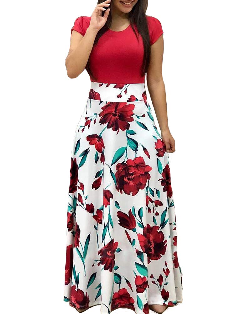 Floral Printed Maxi Dresses for Women - Casual Swing Long Summer Dress for Beach, Vacation & Outdoor Parties