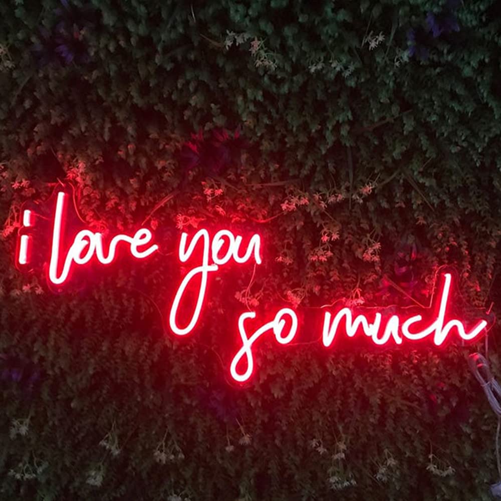 Pink LED Neon Sign - 'I Love You So Much' with 2 Separate Backboards (18x10