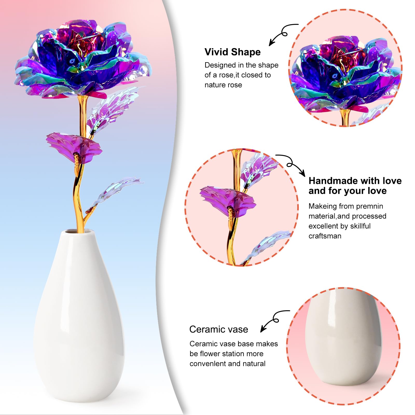 Tmacker Artificial Rose Flowers Gift for Mom - Perfect for Mother's Day, Christmas, Valentine's, Birthday & Anniversary - Ideal for Daughter, Son, Husband, Wife, Grandma & Sister - Home Decor & Special Occasion Keepsake